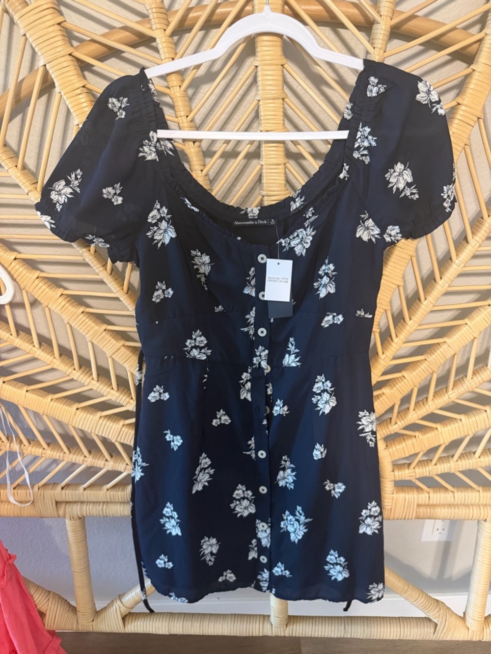 Abercrombie & Fitch Navy and White Floral Button Dress